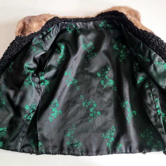 Vintage Persian Lam coat with mink collar. Real fur short jacket. - Picture 4 of 10